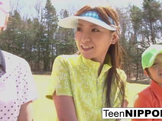 Pleasant Asian Teen Girls Play a Game of Strip Golf: HD adult clip 0e