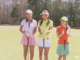 Attractive Asian Teen Girls Play A Game Of Strip Golf
