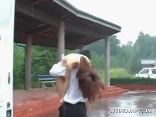 Fabulous Asian porn video Doll Pussy Nailed Doggy Outdoor