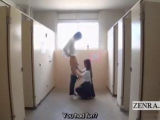 Subtitled CFNM Japan young woman Bathroom putz Washing