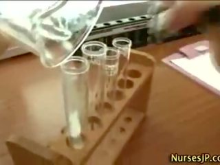 Naughty oriental nurse gets marvelous semen shot