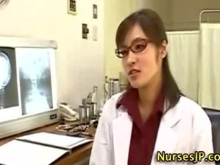 Asian woman doctor handjob