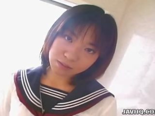 Japanese Ms rino sayaka sucks phallus in the bathroom
