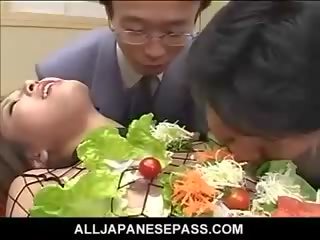 Japanese Av Model Turned Into An Edible Table For concupiscent juveniles